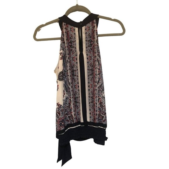 Soho Jeans red white and blue floral stripe halter boho blouse size xs - Picture 2 of 4